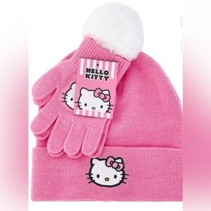 Hello Kitty Girl's Beanie Hat and Gloves Set, 2-Piece NWT